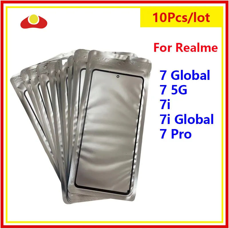 

10Pcs/Lot Outer Screen For Realme 7 7i Global 7 Pro 4G 5G Front Touch Panel LCD Display Out Glass Lens Repair Parts + OCA