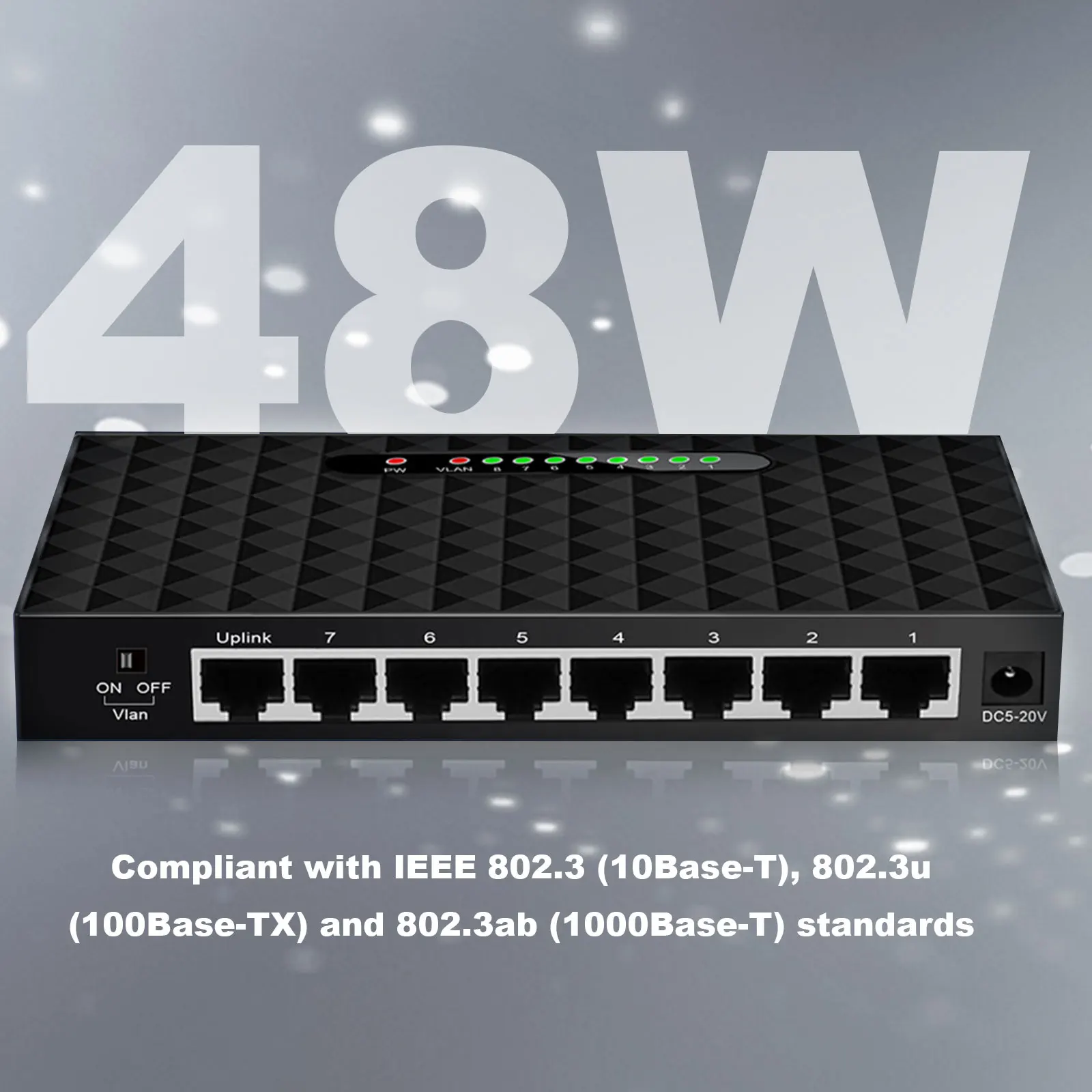 Terow-switch Gigabit de Rede Portas 1000mbps Smart Ethernet Switcher Alto Desempenho Hub Rj45 Internet Splitter Plug And Play - Imagem 2