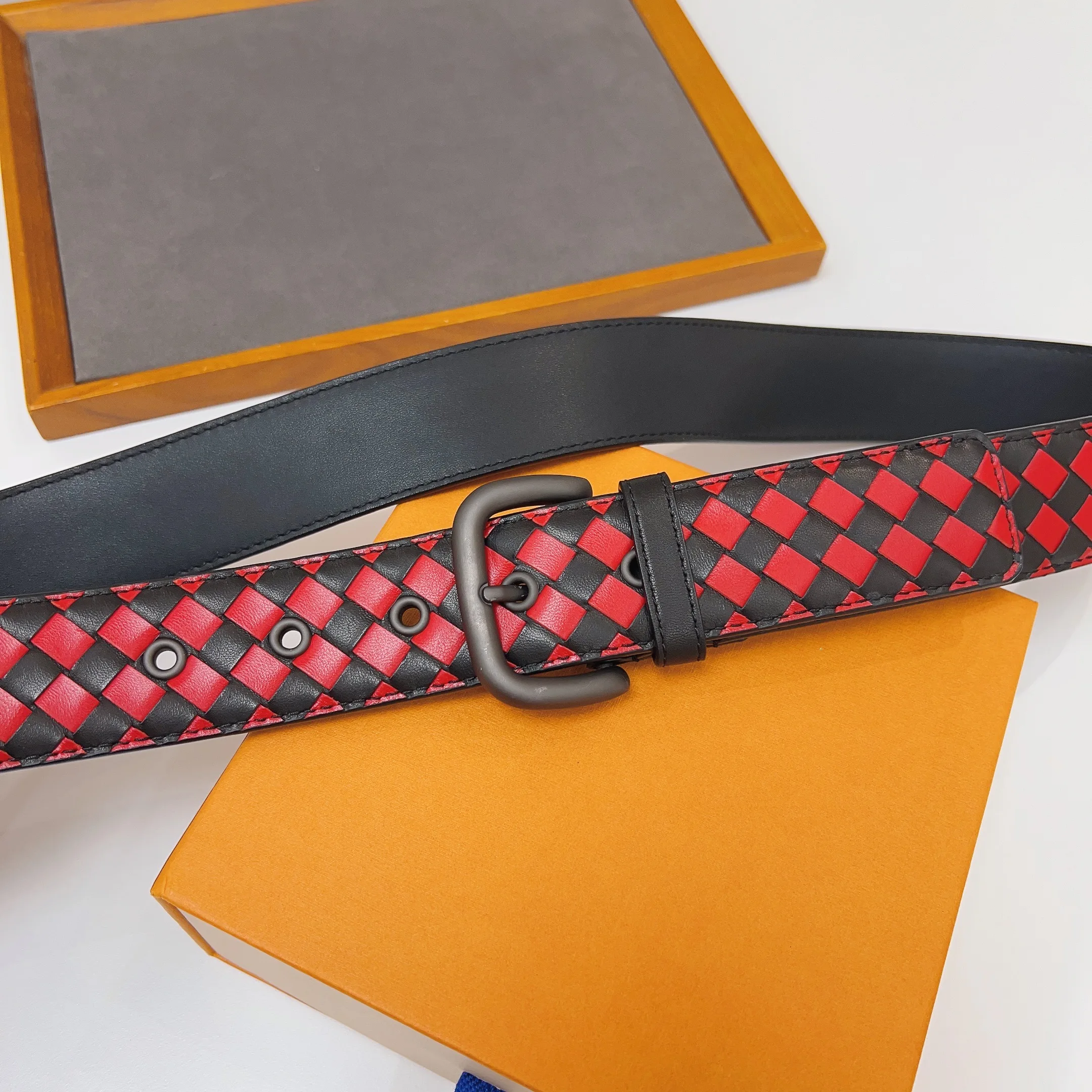 

New Belt Men'S Trouser Belt Double-Sided Head Layer Cowhide Hand-Woven Belt Leisure Trousers Pe