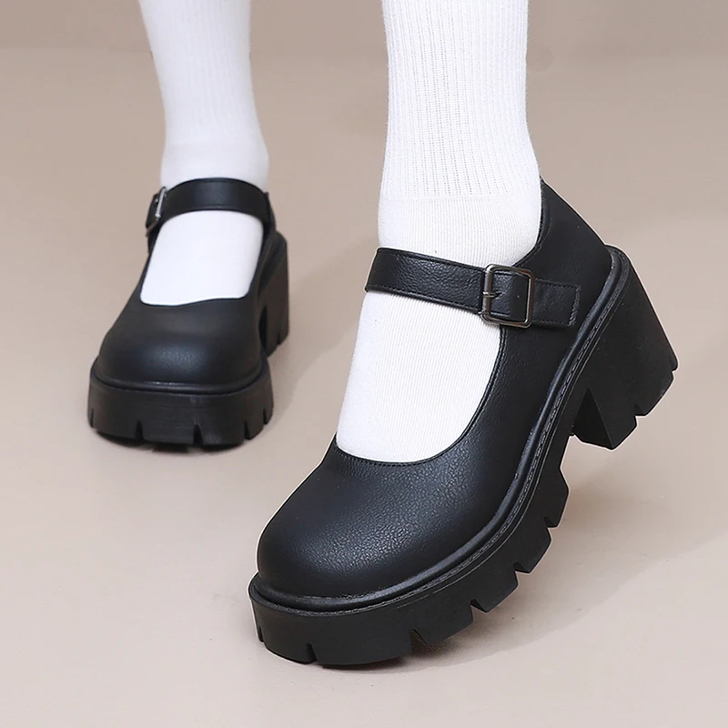 DREAM PAIRS Mary Jane Blokhakken Hoge Chunky Platform Closed Toe Blok Hakken Vierkante Teen Strappy Jurk Bruiloft Party Pumps Schoenen, Wit-pu, 8