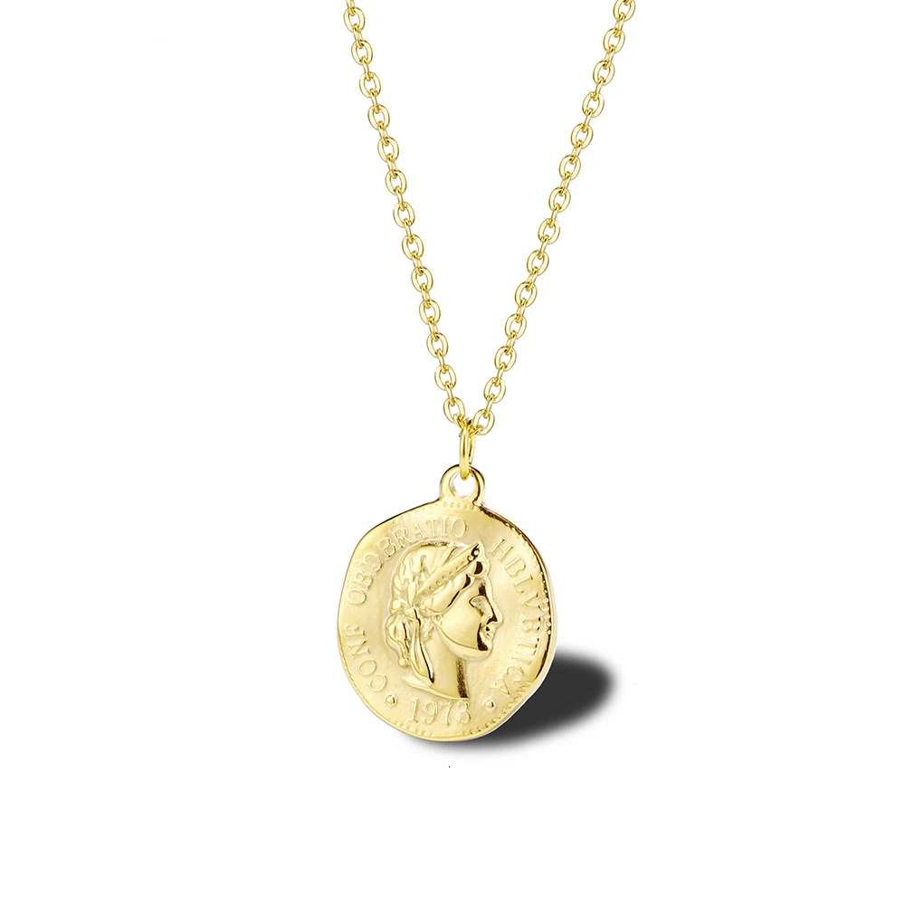 Collar con colgante de medalla de retrato único antiguo redondo de acero inoxidable, regalo de joyería para mujer - AliExpress