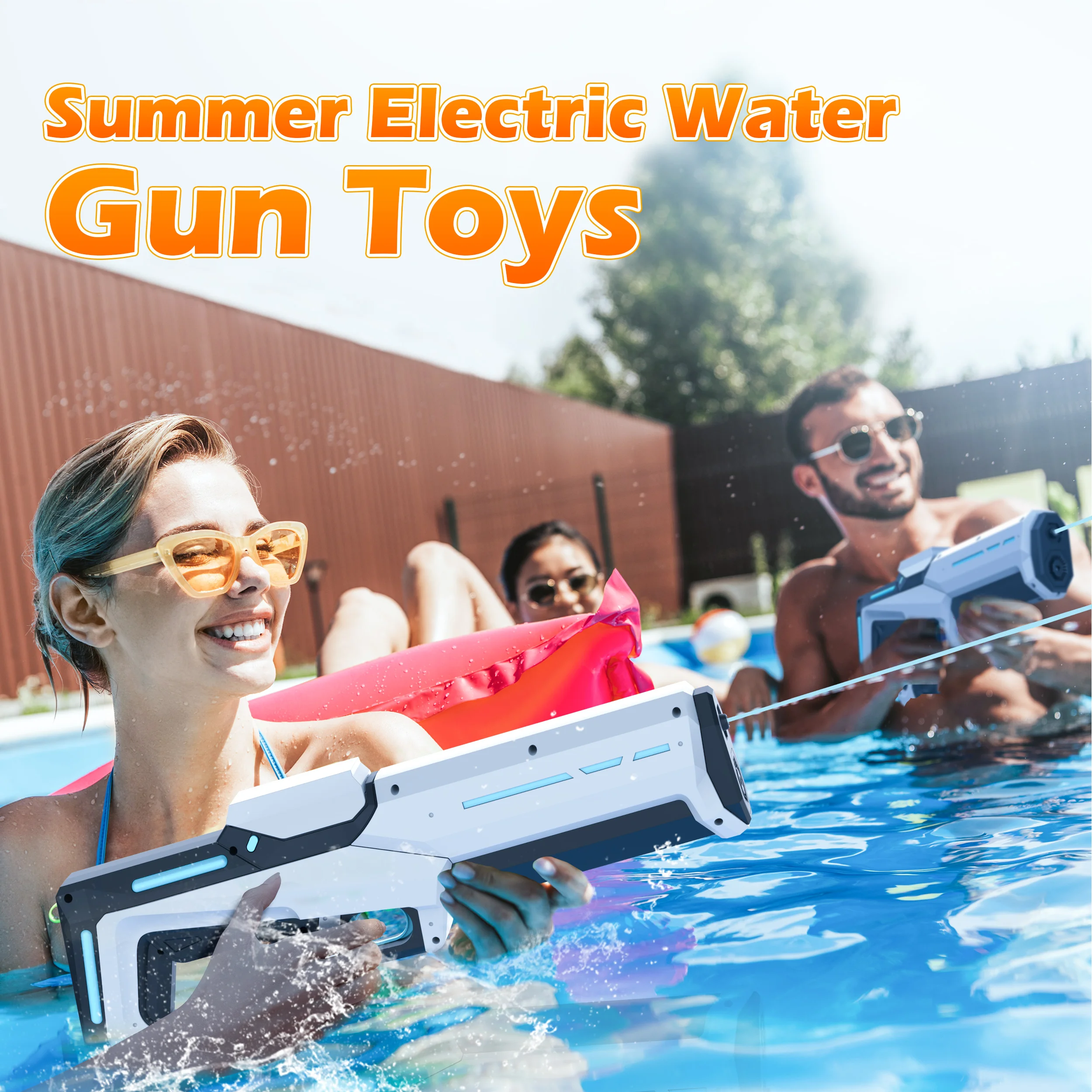 Summer Outdoor Electric Water Gun Continuous Shooting Large Capacity Automatic Water Suction Gun Boy Handheld Beach toys for kid 6