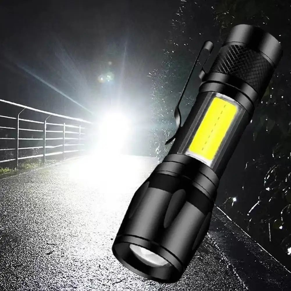 강력한 LED 손전등 USB 충전식 토치, 휴대용 줌 가능 캠핑 조명, 야외 하이킹 비상