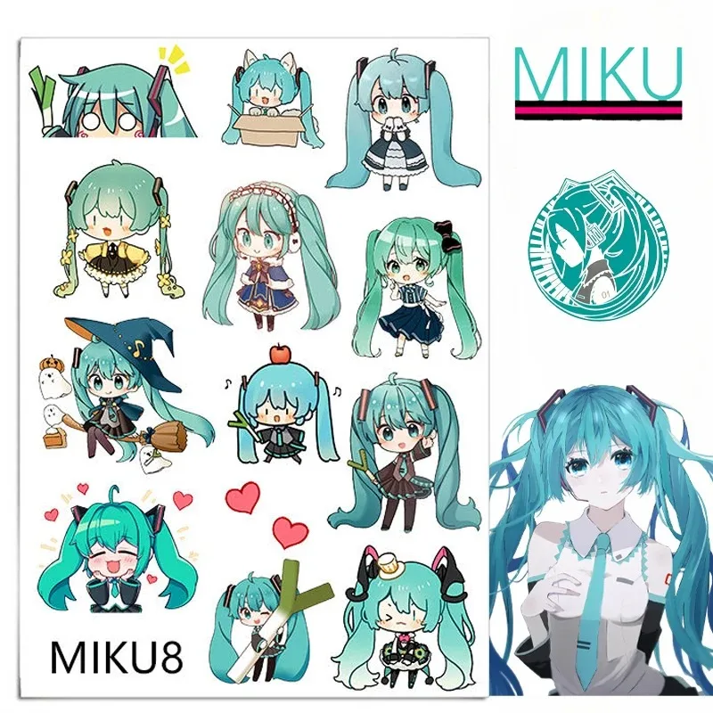 

Наклейки Hatsune Miku, кавайные Аниме периферийные приборы, мультяшный бокс для хранения «сделай сам», украшение автомобиля, водонепроницаемые наклейки разных размеров, Новинка