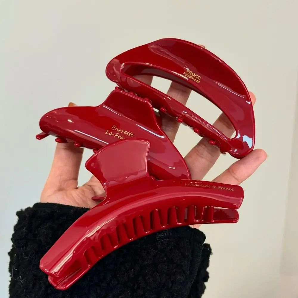 Große Haar klaue Haarschmuck 10,5 cm rote Haar griffe Acetat Haars pange Mädchen Frauen – Detail 15
