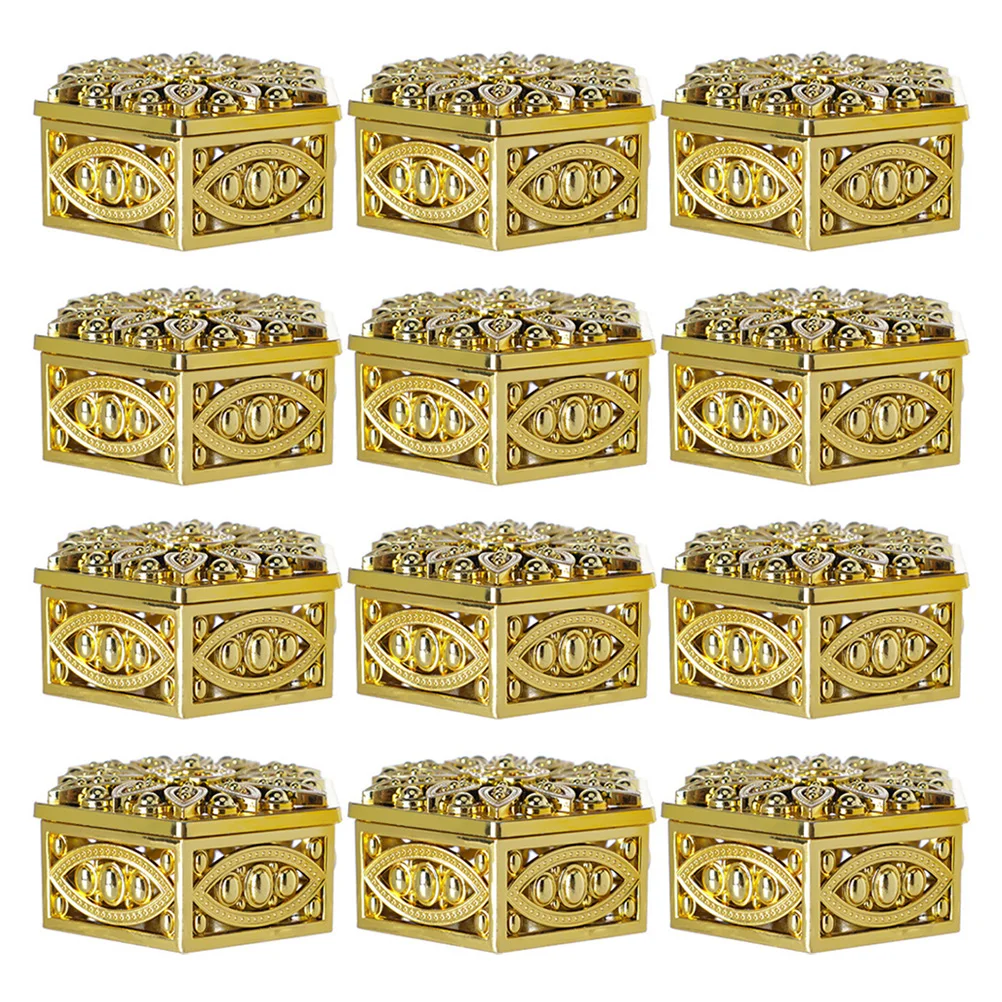 

12Pcs Candy Cases Wedding Treat Boxes Case for Guests Birthday Treat Containers Small Gold Favor Boxes Seasonal Treat Boxes