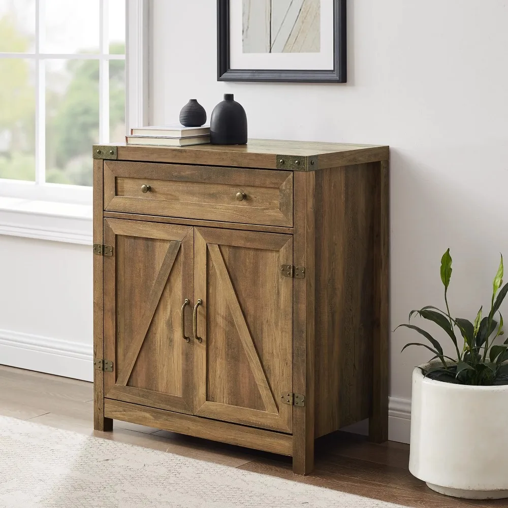 

Manor Park Farmhouse Barn Door Accent Cabinet, Rustic Oak 30.00 X 15.50 X 33.00 Inches