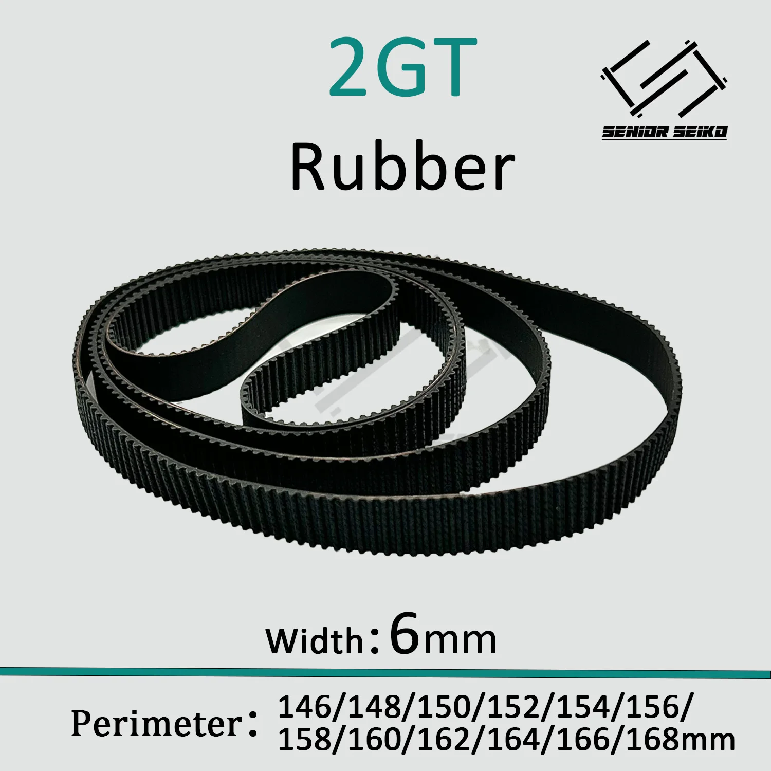 2GT Belt Width 6mm Rubber CBelt Closed Loop Perimeter 146/148/150/152/154/156/158/160/162/164/166/168mm Timing Synchronous 3C