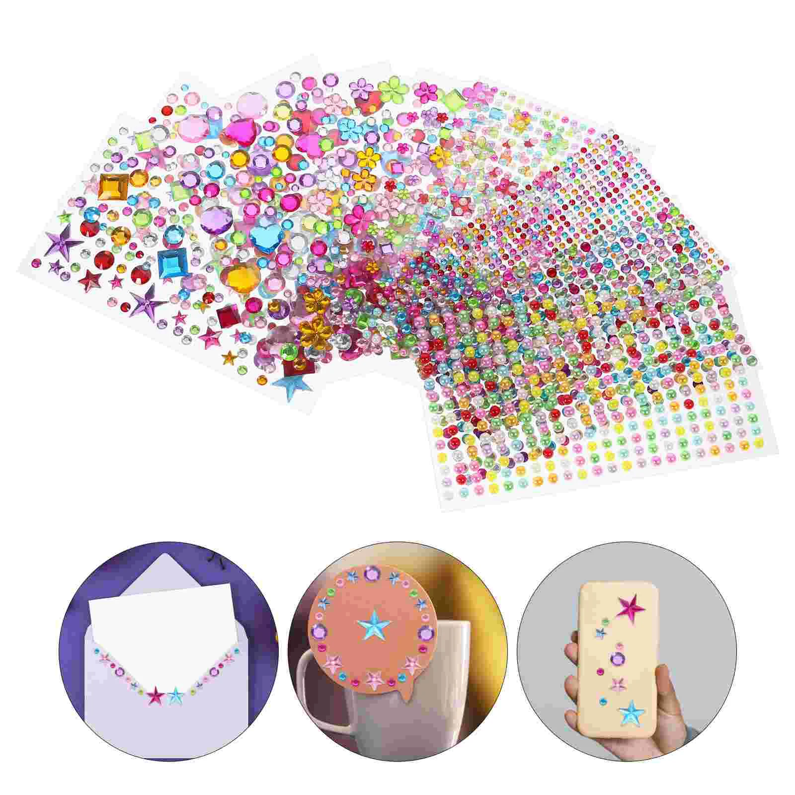 

10 Sheets Craft Stick On Gems Acrylic Crafts Adhesive Sticker Craft Jewels for Makeup ( Mixed Style)