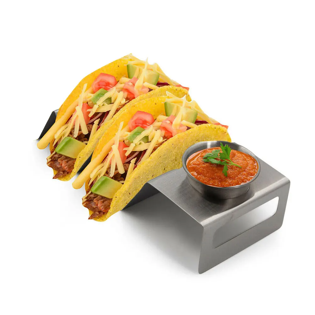 Taco Holder Stand Stainless Steel Taco HolderSauce Cups for Making Hotdog Oven Dishwasher Grill Save taco holder