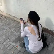 

Sweater Tops Spring Pink Elegant Sim Hollow Out Sexy Korean Fashion Office Lady Casual Knitwear Women Clothing