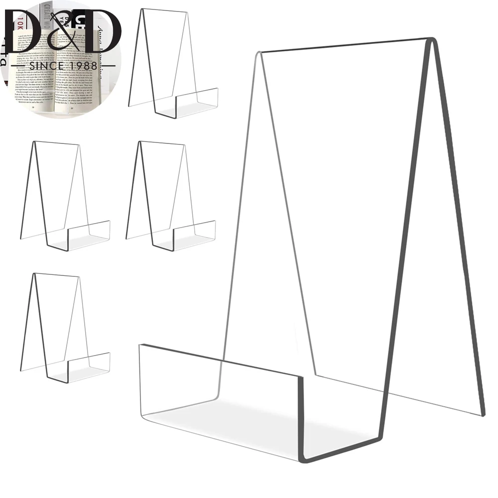 1Pcs Acrylic Book Display Stand Clear Easel With Ledge Tablet Holder