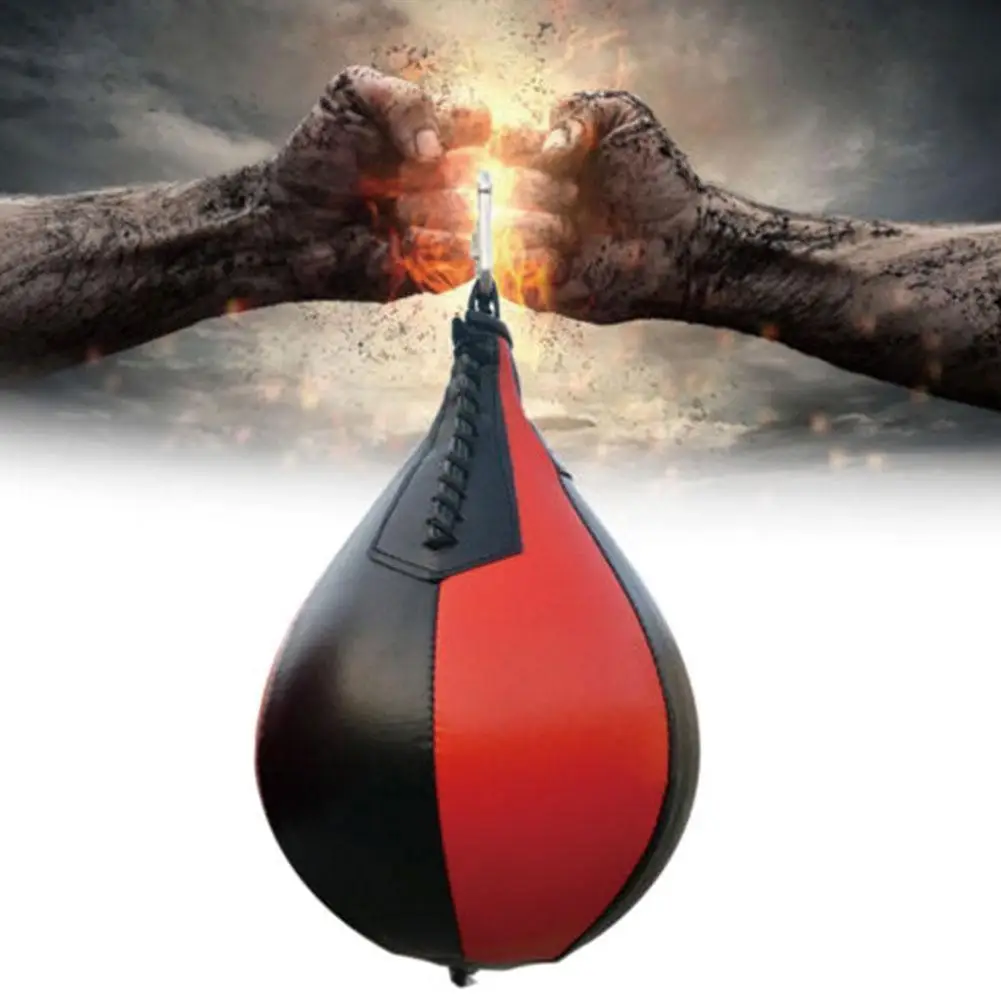 Home Pear Shape Speed Ball Punch Bag Inflatable For Boxing Fitness Gym Exercise PU Leather Hanging Portable
