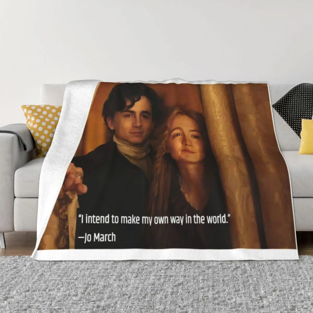 

Timothee Chalamet and Saoirse Ronan from Little Women Throw Blanket Camping Flannel Blanket