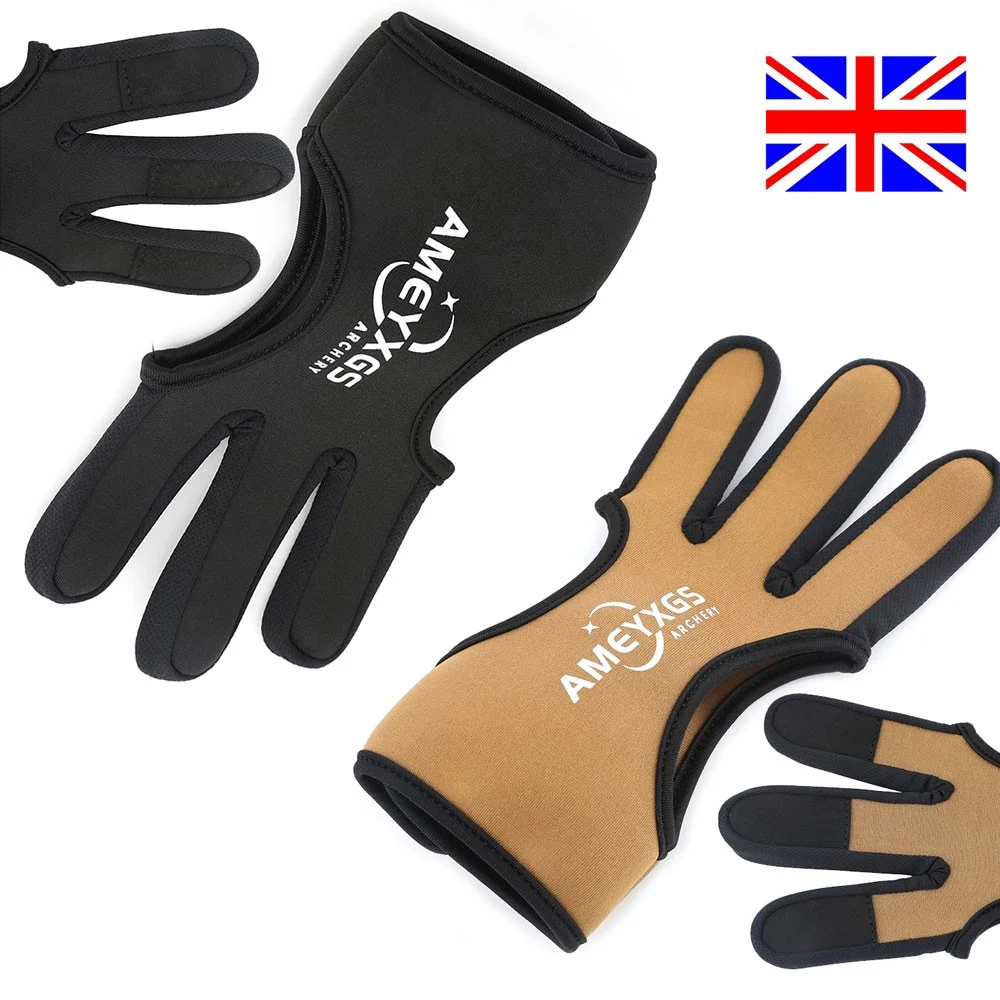 Archery 3 Finger Guard Protective Finger Tab Shooting Glove M/L/XL Sizes Soft Fabric Hand Guard for Left Right Hand Traditional Recurve Bow Amateur Target Practice Archery Accessories