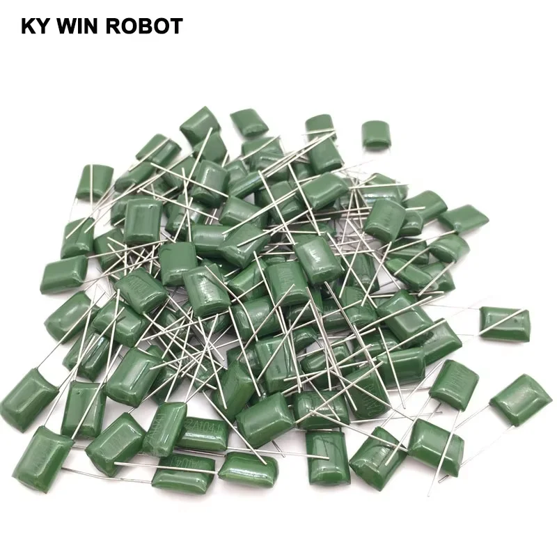 간격 2A104J 100V 0.1UF 100NF 폴리에스테르 커패시터 IC Arduino DIY용 전자 부품(100PCS/LOT)