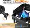 3 Burner Gas Stove with 2 Side Shelves, 225,000BTU Portable Propane Stove with Removable Leg, Wind Panel, Regulator for Camping 2