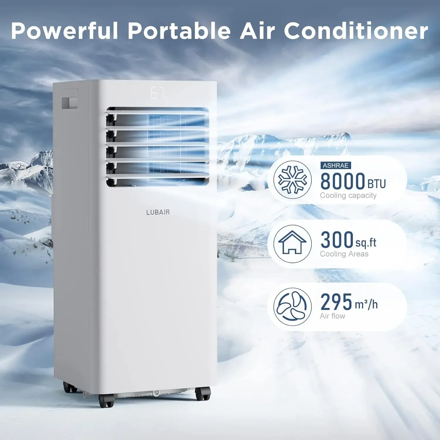 Portable AC Unit with Remote Control for Room up to 300 Sq.Ft, 3-in-1 Room Air Conditioner 6