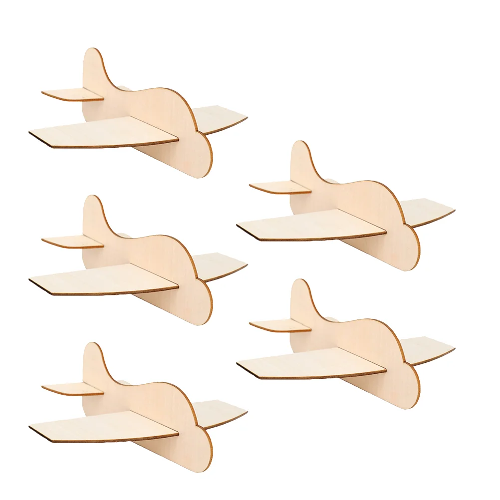 

5 Pcs Scientific DIY Airplane Graffiti Airplanes Kids Toy Models Wooden Painting Basswood Crafts Unfinished Child