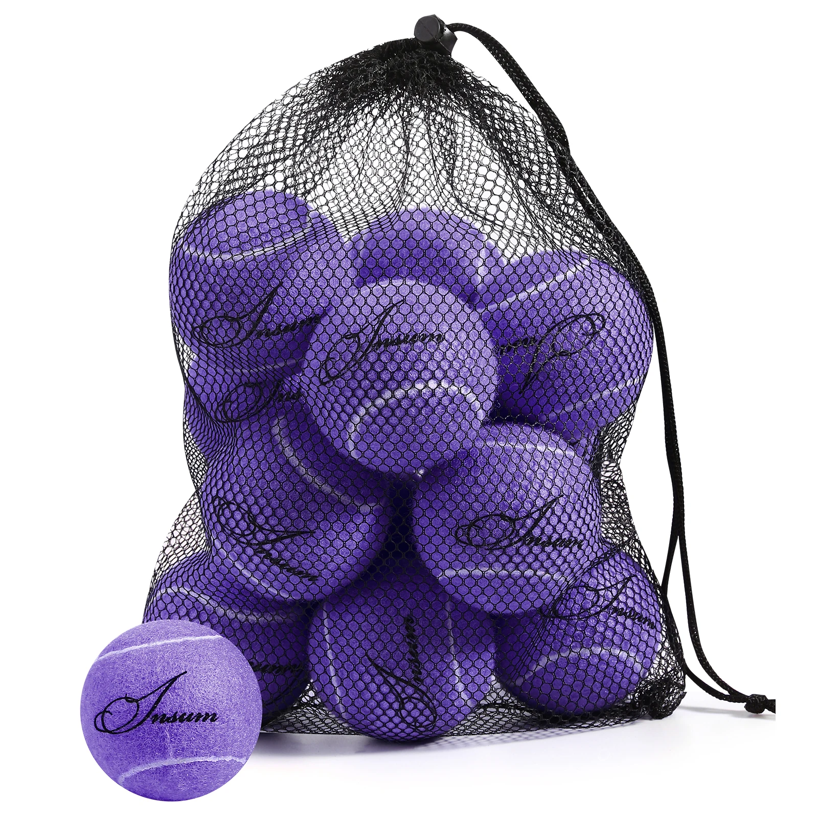 INSUM Pet Dog Tennis Ball 12pcs/Mesh Bag for Easy Carry Multiple Color Options Advanced Training for Beginner Practice Dog Toy