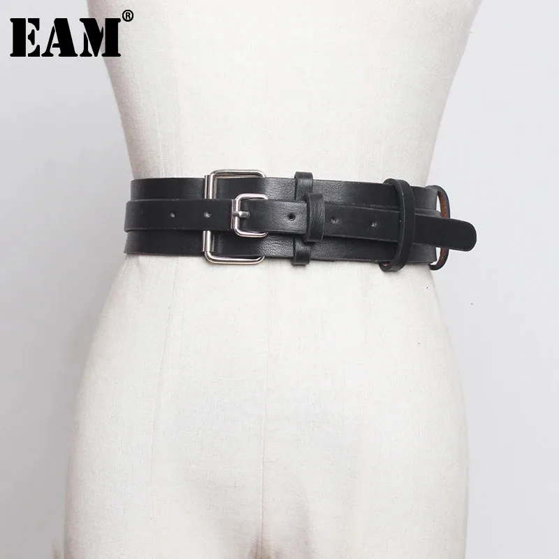 

[EAM] Pu Leather Multicolor Buckle Long Wide Belt Personality Women New Fashion Tide All-match Spring Autumn 2024 1D804