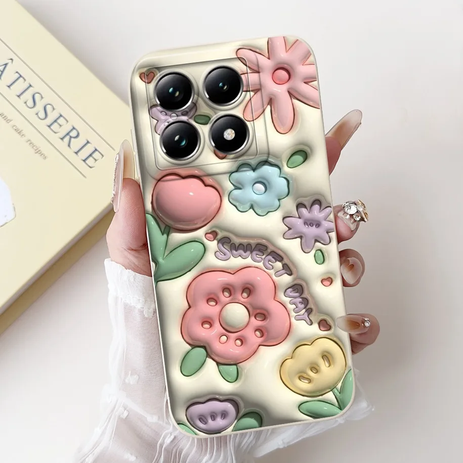 Popular Flower Design Soft Silicone Frosted Case with Camera Lens Protection