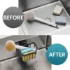 TAILI Strong Suction Cup Sponge Holder Black Dish Sponge Caddy Inside Sink Removable, Rustproof Aluminum for Sponges, Brushes 4