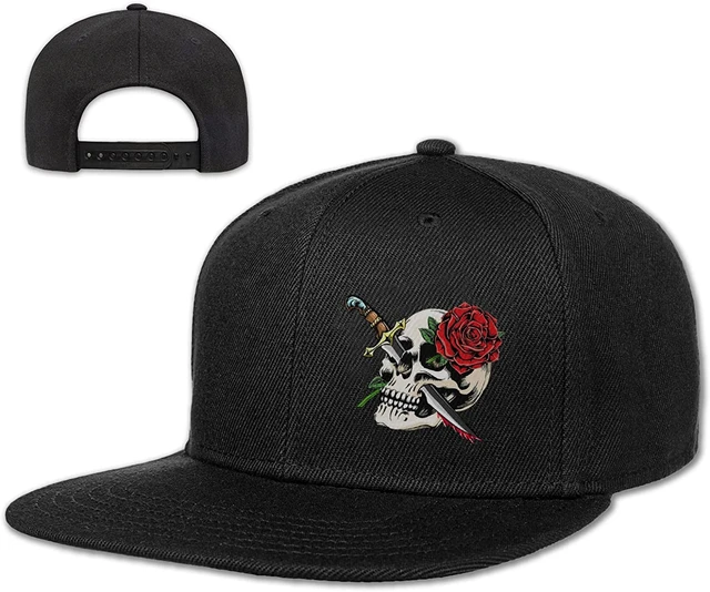 Skull Snapback Hats for Men Baseball Cap Adjustable Flat Bill Trucker Dad Gift Husband Boy Friend