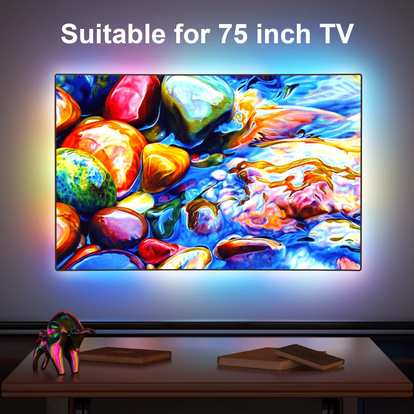 스마트 TV LED 백라이트, HDMI 4K3 0Hz 싱크박스 스트립, 화면 및 음악에 동기화, TV, PC, 게임, APPCControl용 변경 조명, 55-85 인치
