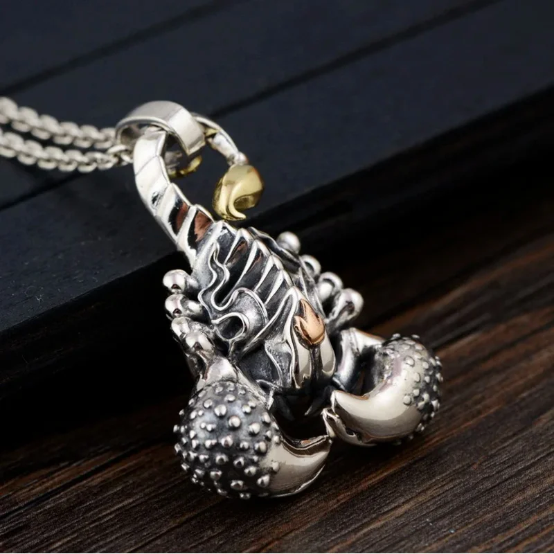 

2022 New Trend S925 Sterling Silver Jewelry Individual Retro Scorpio Flame Iron Scorpion Man Pendant Valentine's Day Gift