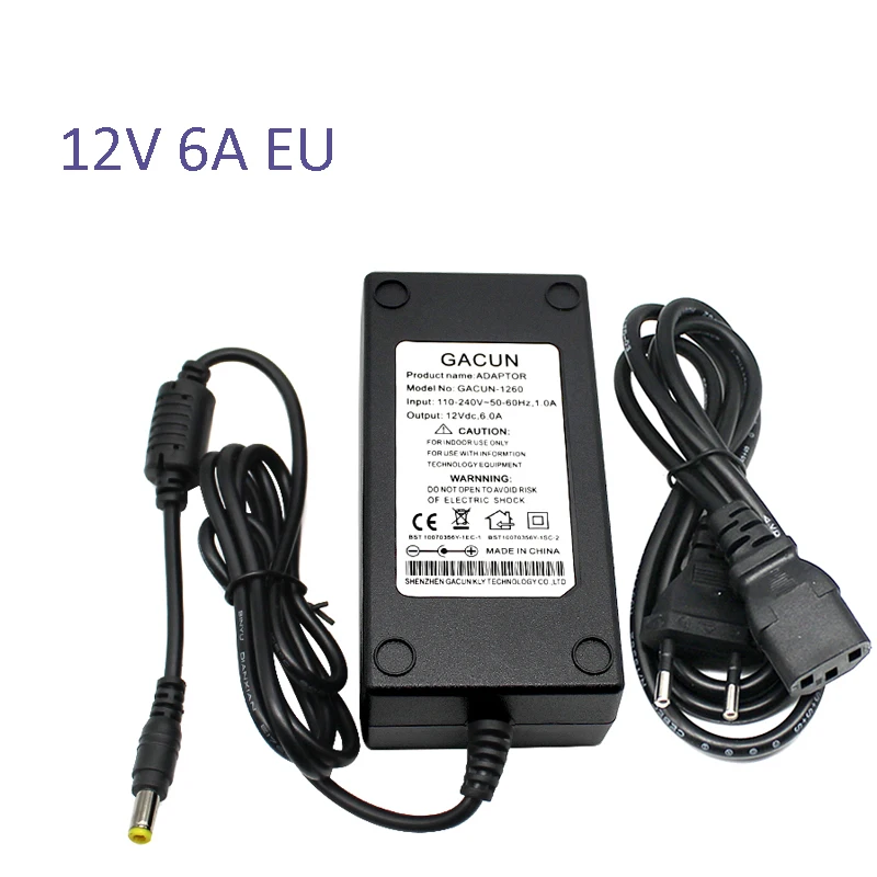 Fonte de Alimentação Universal Adaptador de Alimentação para Tiras de Luz Led Carregador Adaptador Fonte 6a dc 12 v 220v a 12 v