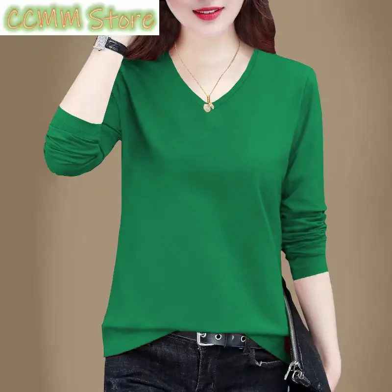 Женская хлопковая Футболка с V-образным вырезом