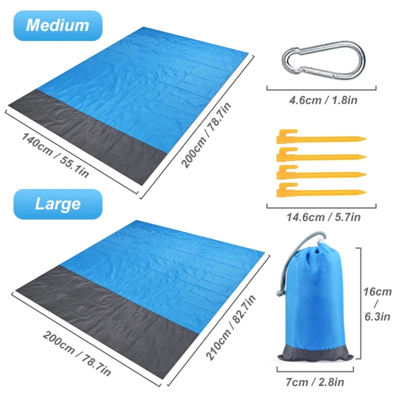 Waterproof Pocket Beach Blanket 2x2.1m Folding Camping Mat