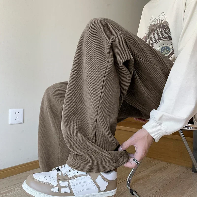 Men's Winter Straight-leg Slacks Streetwear Hip-hop Jogging Bottoms Tight Waist Harem Pants Men's Harajuku Casual Cargo Pants