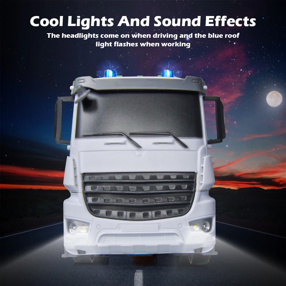 1:24 RC Truck Garbage Car Heavy Tractor Model Engineering Car Radio Controlled Sanitation Eletric Vehicle Toys for Boys Gift rc cars,rc trucks,rc construction toy