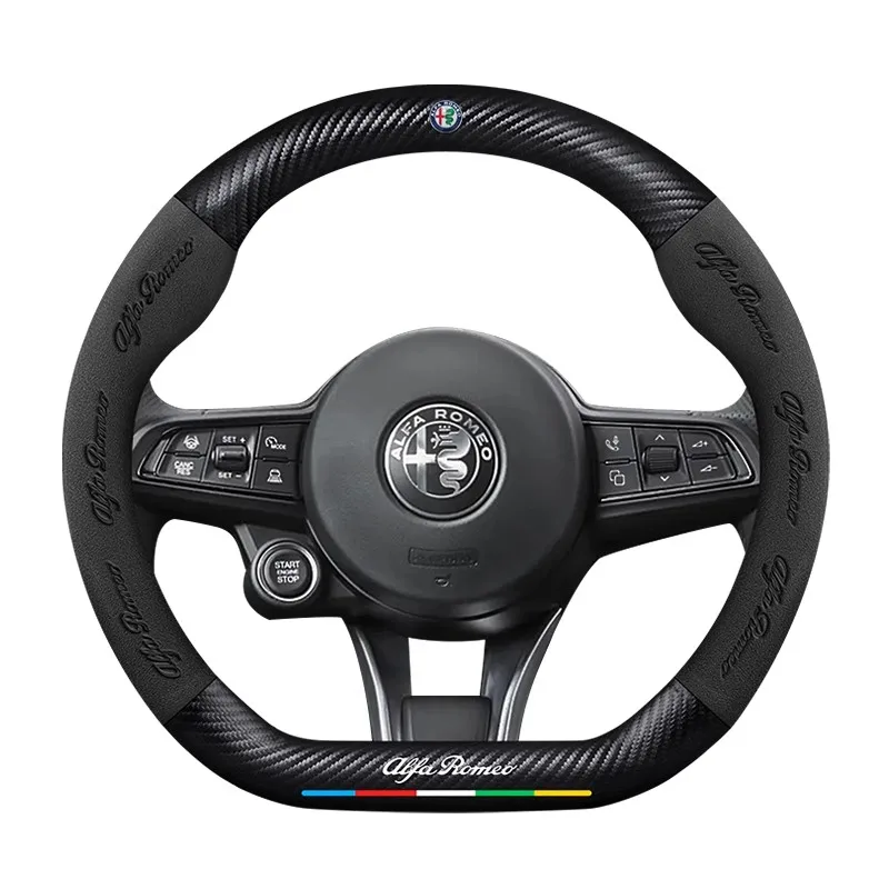 Premium Embossed Suede Carbon Fiber Steering Wheel Cover