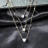 Cristal Zircon coeur étoile breloque couches pendentif collier ensemble pour femmes breloques mode carré strass femme Vintage bijoux