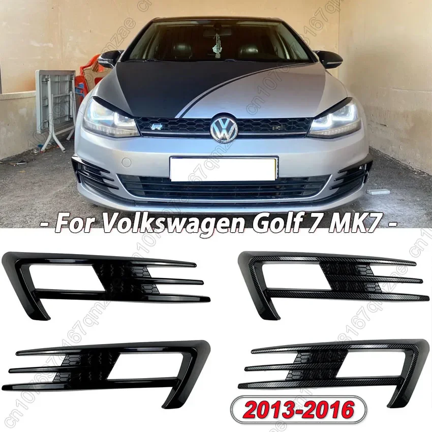 

Для Volkswagen Golf 7 MK7 2013-2016, передний бампер, противотуманная зеркальная решетка, отделка, ветровой нож, лезвие, стиль, воронки, индивидуальный комплект, Черный ABS
