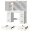 Vanity Desk with Mirror and Lights,47.2",Vanity with 11Storage Drawers and Hidden Storage Shelves,with Charging Stations & 3 LED 6