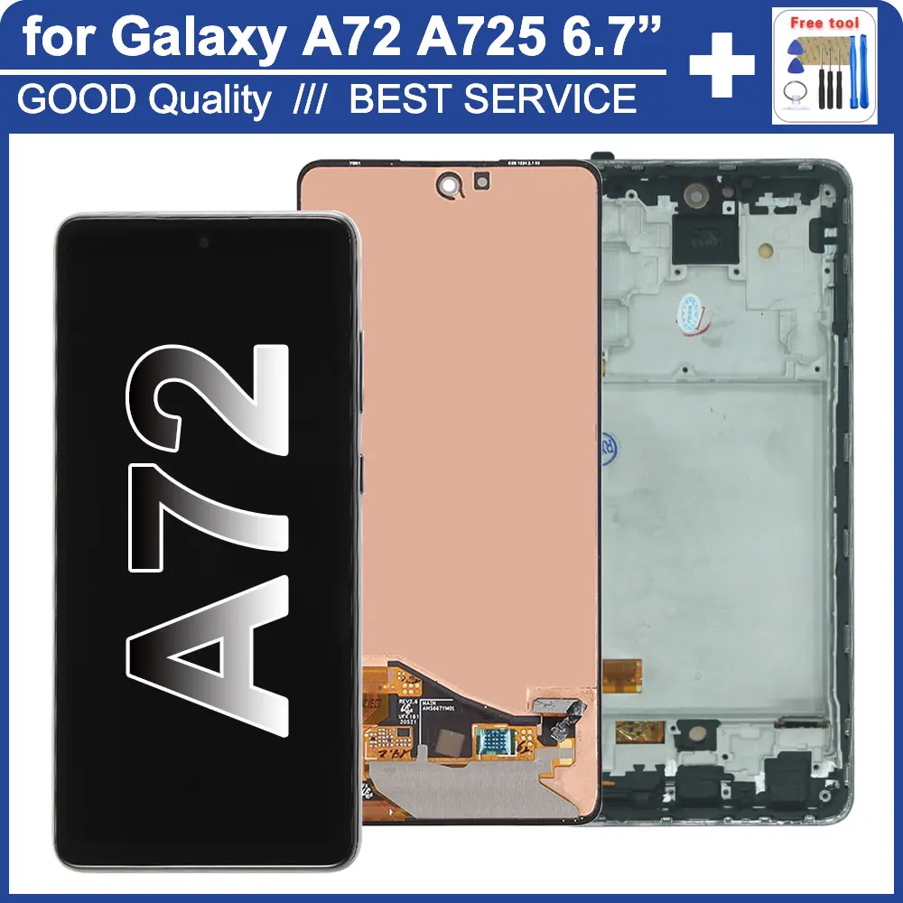 ЖК-дисплей Super AMOLED для Samsung Galaxy A72 4G A725F, дисплей с сенсорным экраном и дигитайзером, сменный экран в сборе для Samsung A72, ЖК-экран