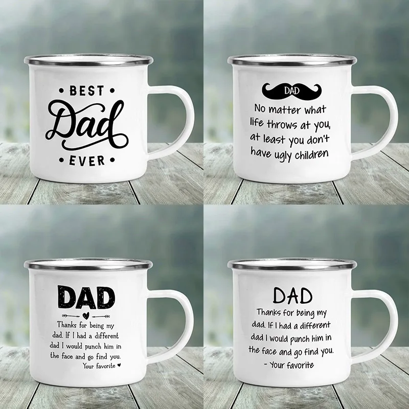 Best Dad Print Funny Enamel Creative Coffee Cups Camping Mugs Handle Drinkware Vacation Mug The Father's Day Gifts for Men | Дом и сад
