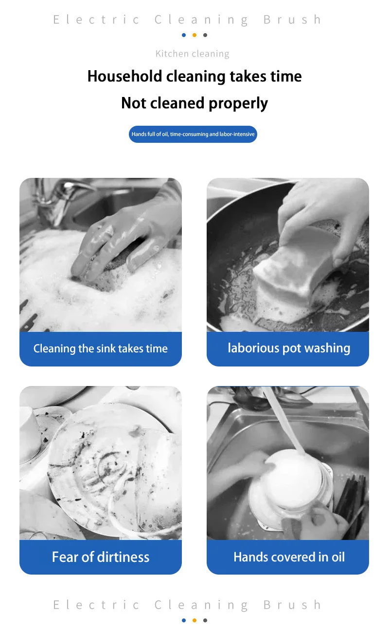Description Picture 4 of itemMulti-purpose Electric Dishwashing Brush Wireless Handheld Home Kitchen And Bathroom Multi-function Enlarged Area Cleaning Brush