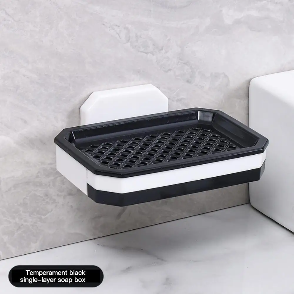 New Wall Mounted Double Layer Soap Dish Punch-Free Drawer Draining Holder Kitchen Storage Box Bathroom Organizer Rack Shelves 5