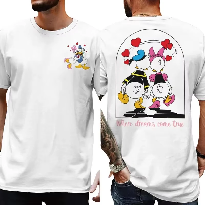 T-shirt Amour Donald Daisy Duck Disney Homme Blanc
