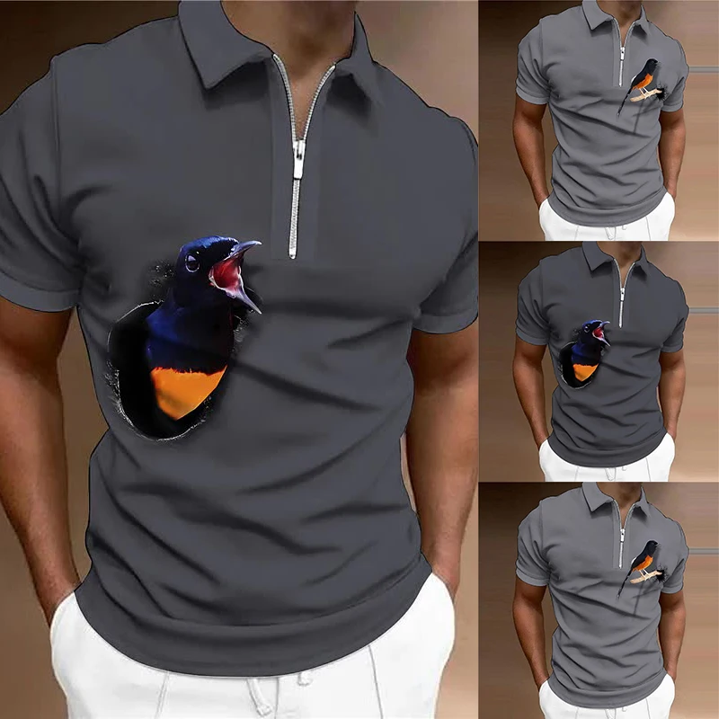 

2023 Men's POLO Shirt Summer Zipper Lapel Short Sleeve Fashion T-shirt Men's New Top Tie-dyed Printed T-shirt Casual Pullover