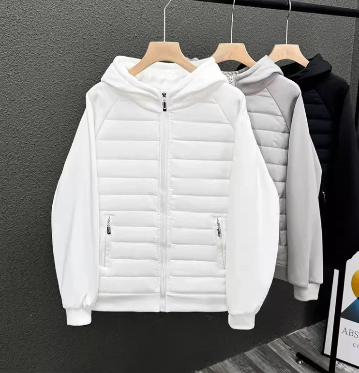 Trendy Hooded Solid Color Cotton Coat Jacket Grey Black White Loose Fit Versatile Casual Unique Couple Style Jacket For Men