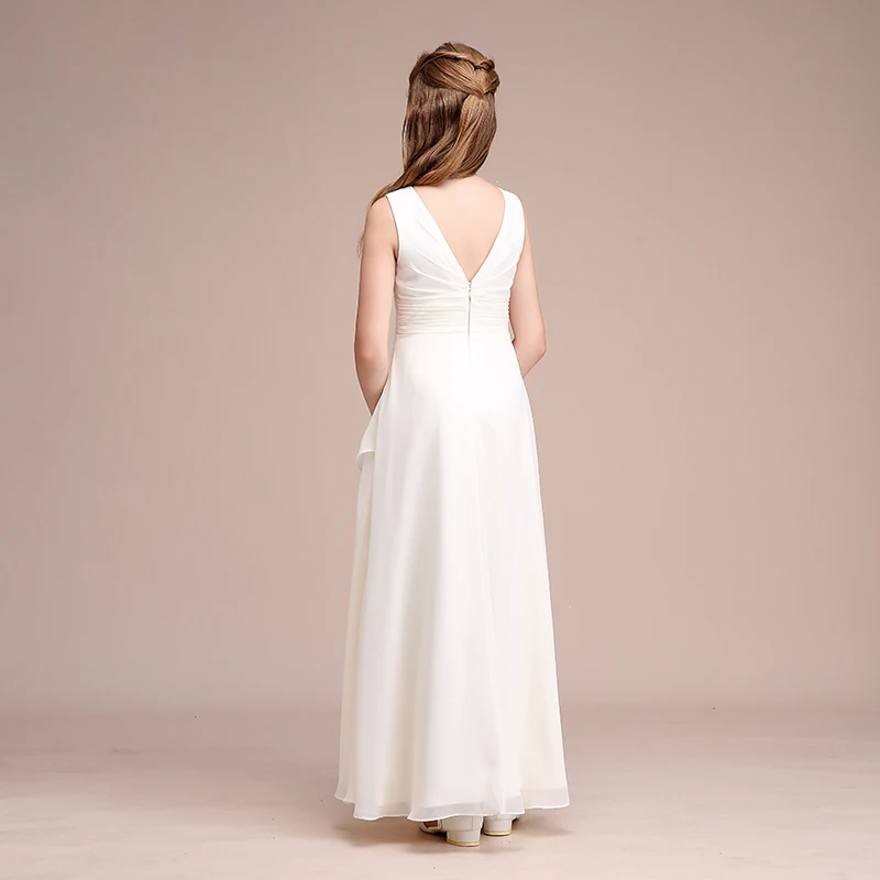 Christmas Dress/Girls' formal dress/dress/modest formal dresses/Wedding dresses/Round neck sleeveless floor-length chiffon dress
