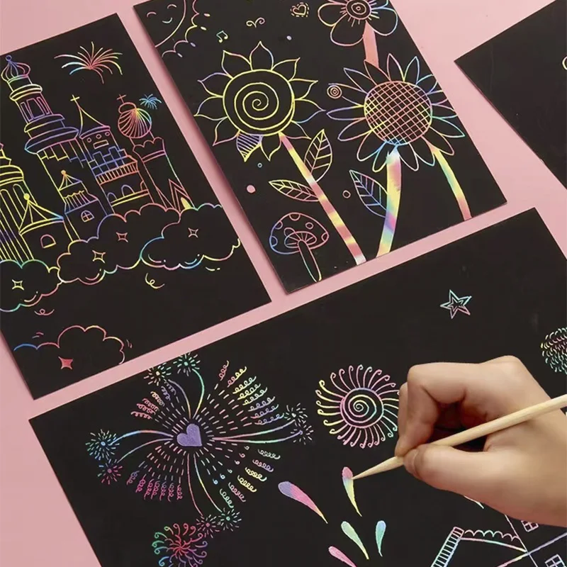 Children's DIY Drawing Toys 16*23cm Magic Scratch Art Crafts Scraping Paintings Paper Children's Scratching Paper Kids Gifts educational toys,drawing toy,educational drawing toy,scratch off paper set