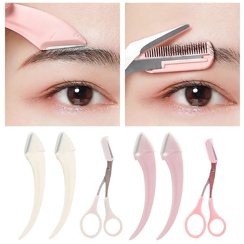 Eyebrow Razor,Eyebrow Trimming Scissors Set, 3Pcs Eye Tool Knives