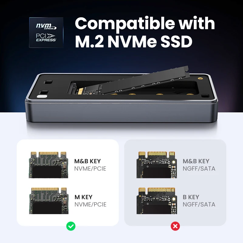 UGREEN 20Gbps NVMe SSD ̽ SSD Ŭ, M.2-USB3.2 Gen2x2 SSD , M.2 NVME PCIE  ð  ˷̴ ̽